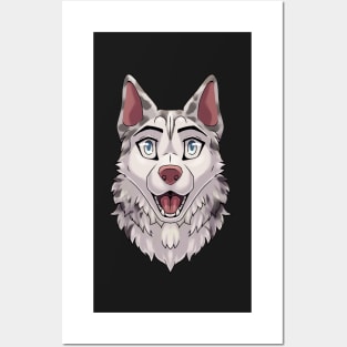 Shocked Surprised Expression Blue Merle Husky Dog Posters and Art